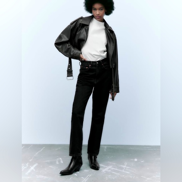 NWT Zara Black Straight Jeans - Picture 1 of 6